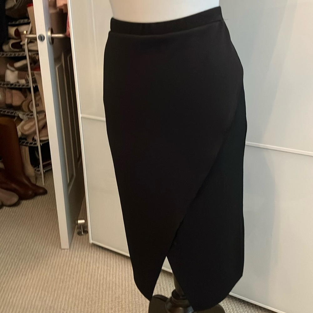 Elegant Black stretchy faux wrap Pencil Skirt